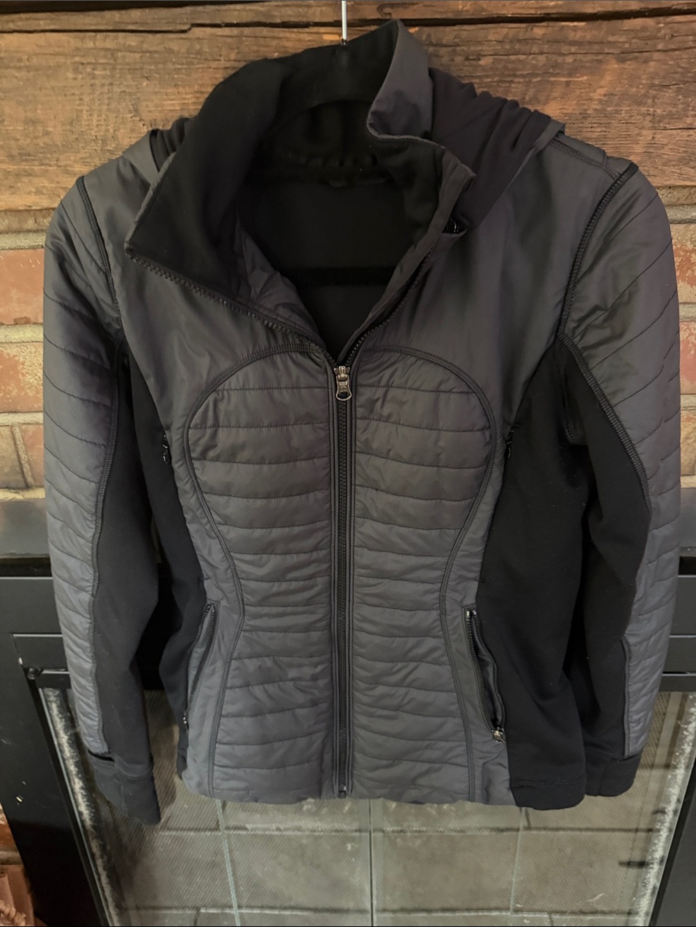 Lululemon Womens Black Quilted Zip-Front Jacket